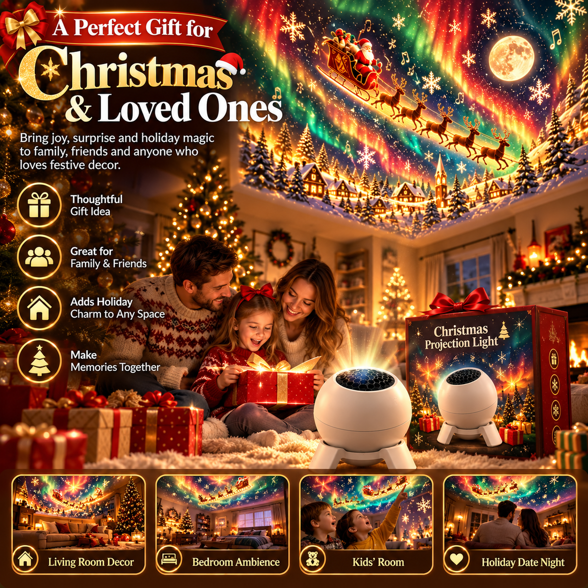 🎄 Magical Christmas Scene Projector – Transform Your Room into a Holiday Wonderland ✨