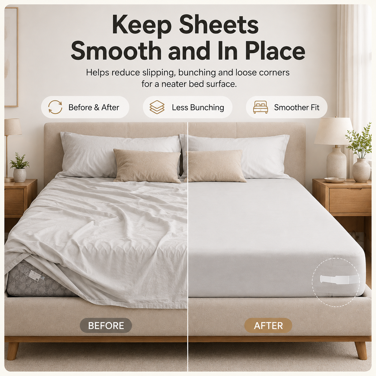 🛏️Bed Sheet Corner Fastener | 4-Piece Set for Smoother, Tidier Beds