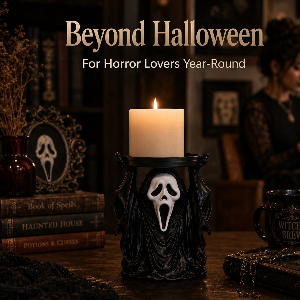 👻 Ghostface Scream Candle Pedestal Holder
