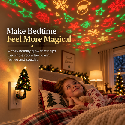 🎄 Christmas Tree Plug-In Projector Night Light – Festive Ceiling & Wall Holiday Display
