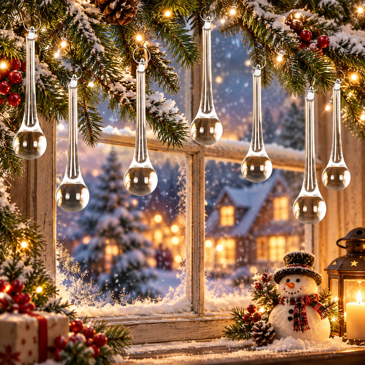 ✨ Crystal-Style Hanging Drops – Tree, Wreath, Chandelier & Holiday Decor