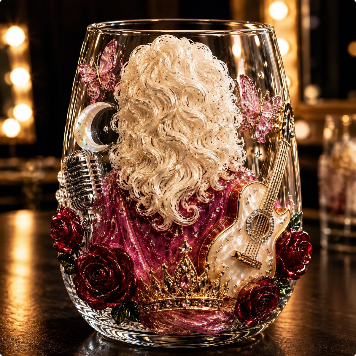 🤠 Queen of Country 1946–2026 3D Glass Collection | 8 Inspired Country Designs with Raised Guitars, Butterflies, Boots, Florals & Vintage Music Details 🎸✨