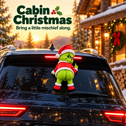 🎅 Funny Grinch Rear Window Car Decor, Water Spray Christmas Grinch Ornament for SUV Rear Windshield, Holiday Prank Car Decoration
