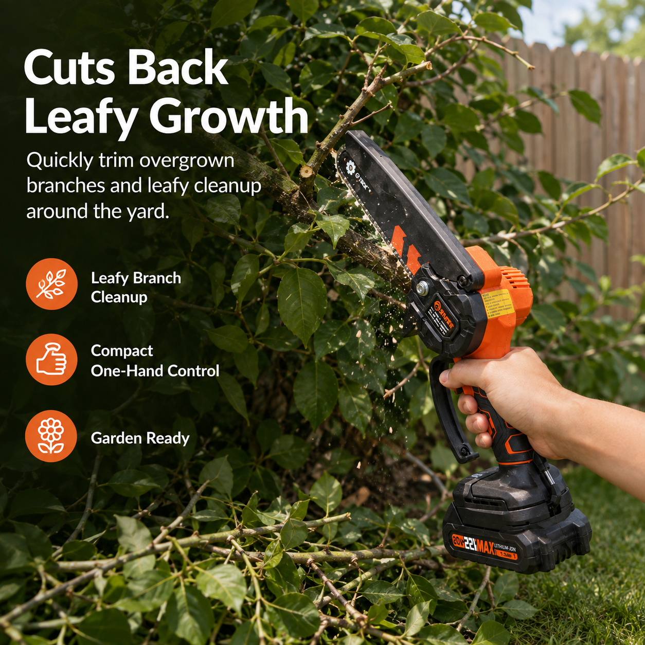 🌿 Cordless Mini Chainsaw – Branch Pruning & Leafy Overgrowth Cleanup Saw