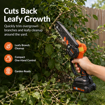 🌿 Cordless Mini Chainsaw – Branch Pruning & Leafy Overgrowth Cleanup Saw