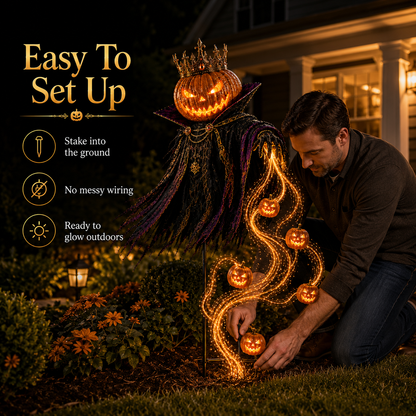 🎃 Solar Pumpkin King Garden Stake – Fiber Optic Halloween Yard Light