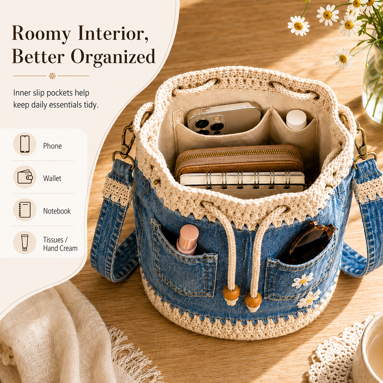 🔥Last Day 49% OFF-Denim Crochet Bucket Bag