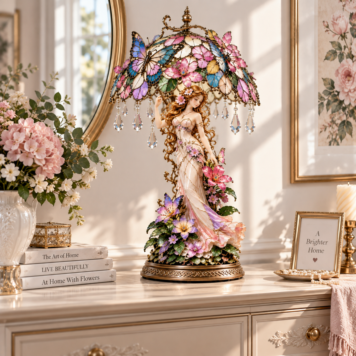 🦋 Butterfly Blossom Fairy Accent Lamp – Warm Floral Glow