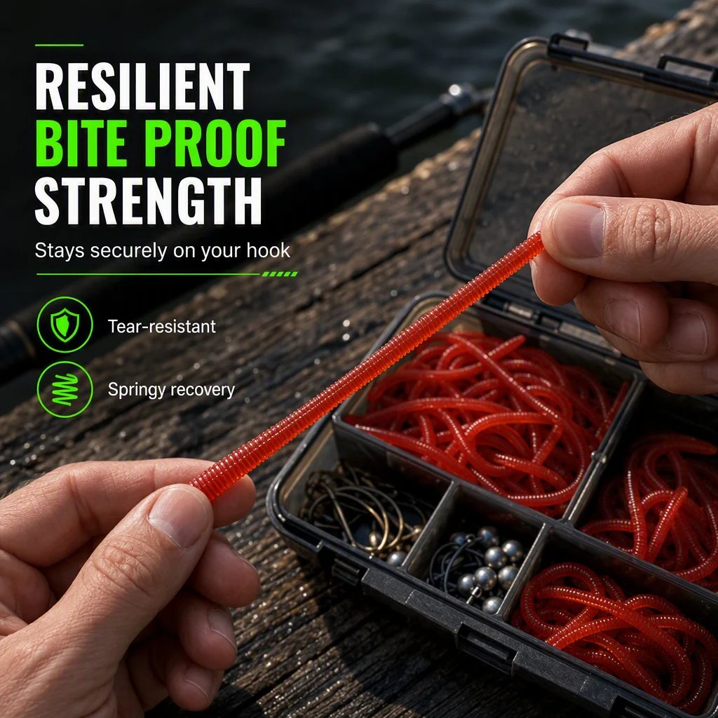 🎣Simulation Earthworm Soft Fishing Lures Shrimp Scented Artificial Worm Baits for Freshwater and Saltwater Pack of 50 or 100