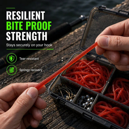 🎣Simulation Earthworm Soft Fishing Lures Shrimp Scented Artificial Worm Baits for Freshwater and Saltwater Pack of 50 or 100