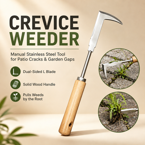 🌿Wooden Handle Crevice Weeder, Stainless Steel Manual Grass Remover for Patio, Pathways & Yards