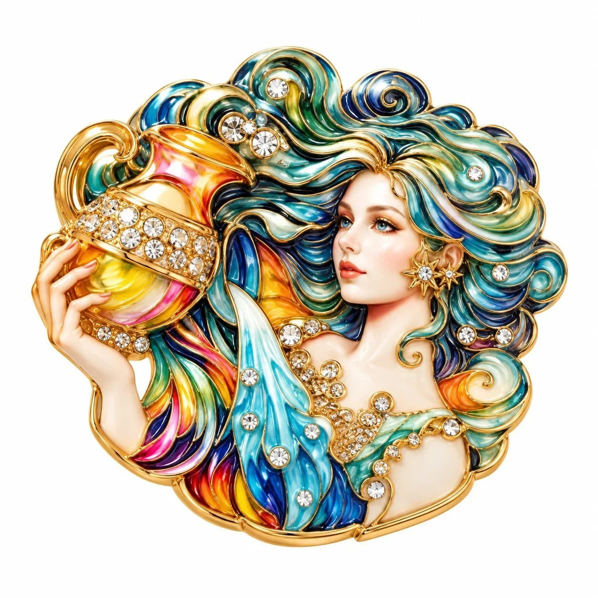 ♈ Luxury Zodiac Enamel Brooch – Colorful Astrology Lapel Pin for Blazers, Coats & Gifts