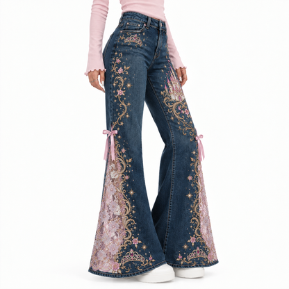 💖Fairytale-Inspired Statement Flare Jeans