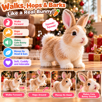 🐰🎄 Adorable Realistic Plush Bunny | Interactive Bunny Toy & Heartwarming Gift