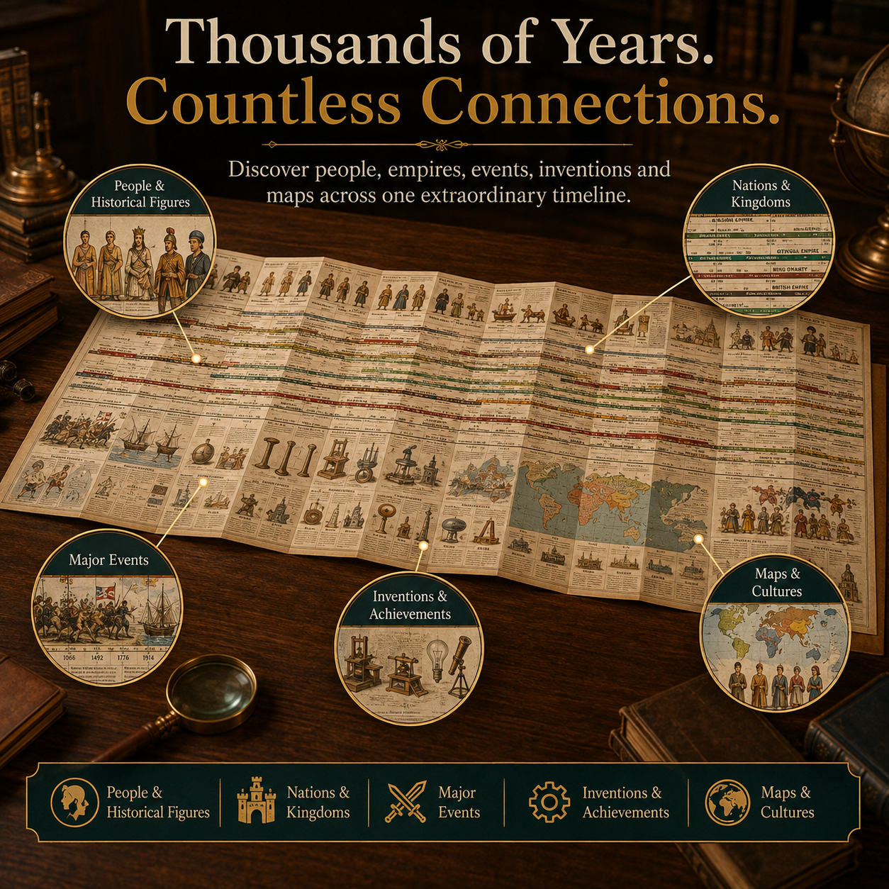 📜 6,000 Years of Biblical & World History — One Fold-Out Timeline