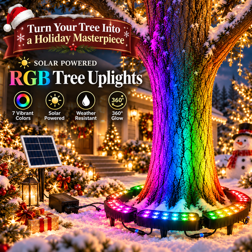 🎄 Make Every Tree Glow for Christmas – Solar RGB Landscape Ring Light💜💙💚