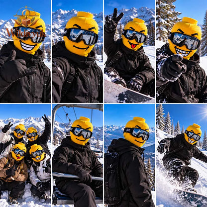 🤣Funny Yellow Block Head Ski Mask – The Face Nobody Forgets