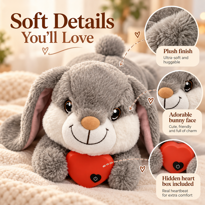🐰 Heartbeat Bunny Comfort Toy for Dogs & Cats – Soft Plush Snuggle Companion with Removable Heartbeat Module