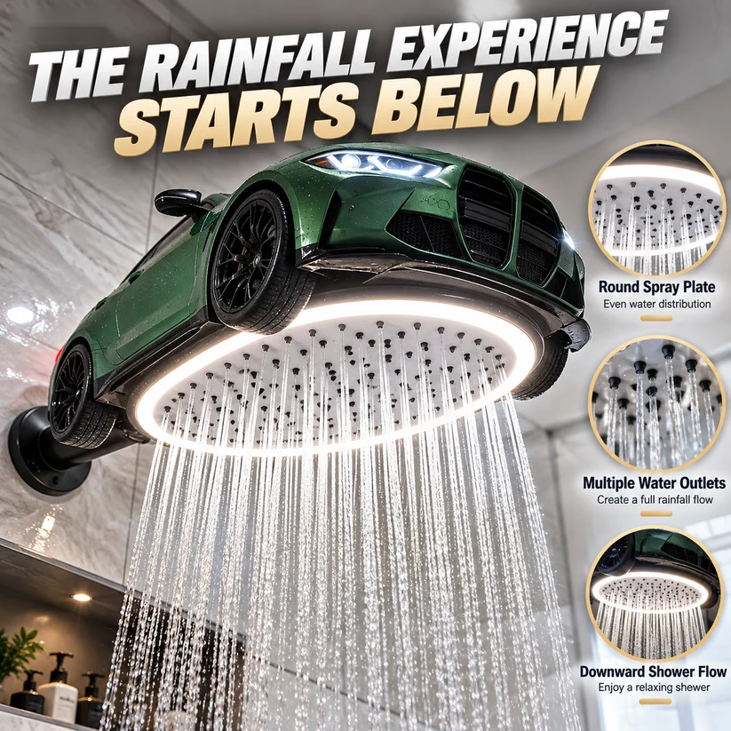🏎️🚿 AutoRain – Sports Car-Shaped LED Rainfall Shower Head