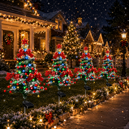 🎄 4-Pack Solar Christmas Tree Lights – Outdoor Pathway Holiday Decor