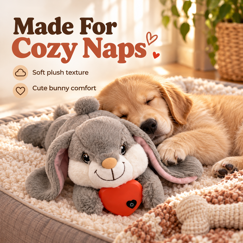 🐰 Heartbeat Bunny Comfort Toy for Dogs & Cats – Soft Plush Snuggle Companion with Removable Heartbeat Module