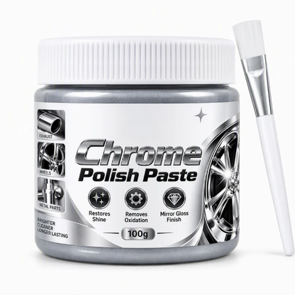 ✨ Chrome Polish Paste – 100g Metal & Chrome Polishing Paste with Application Brush for a Brilliant Mirror-Like Finish