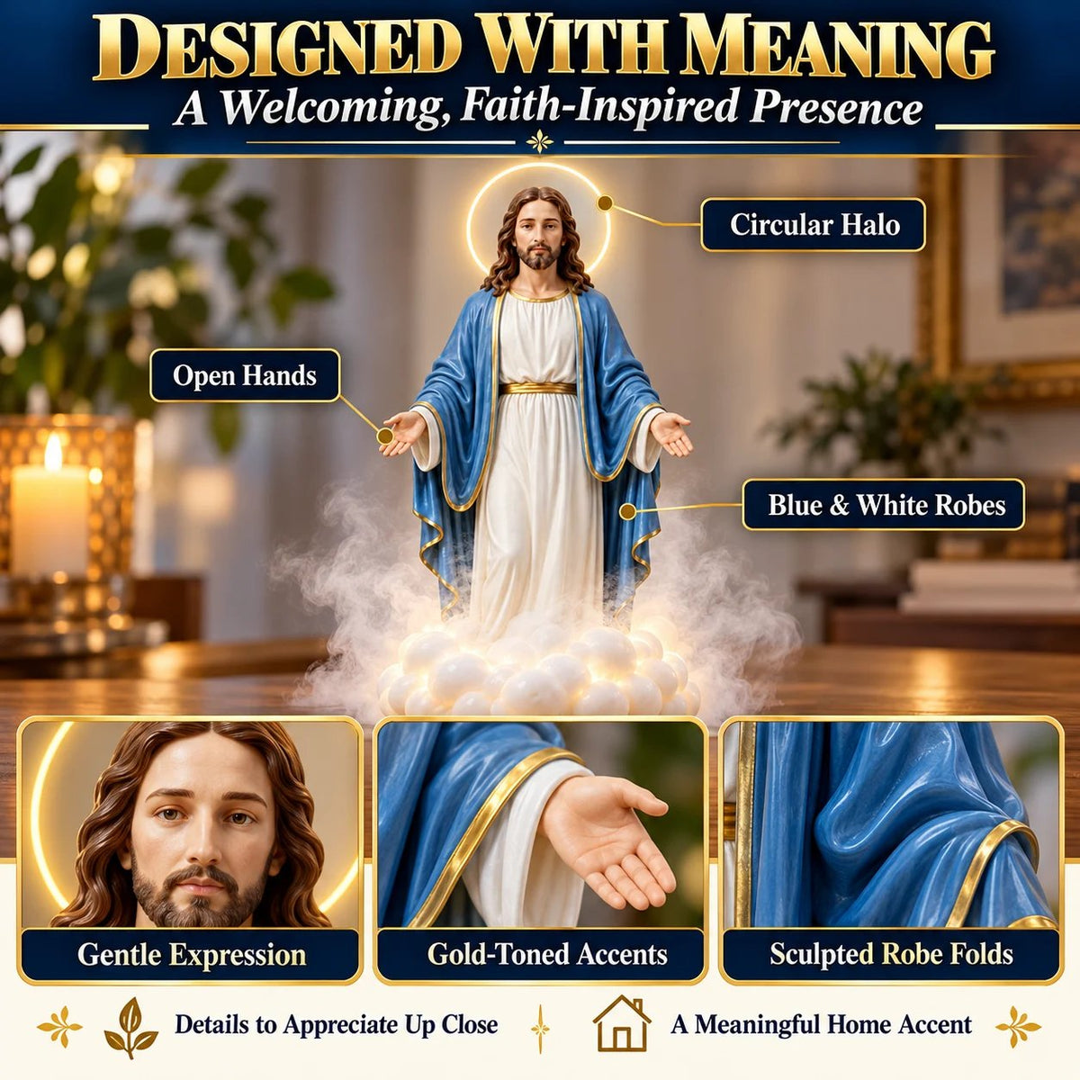 ✝️ Holy Mist Jesus Humidifier – Light-Up Christian Statue with Halo Glow & Cloud Mist