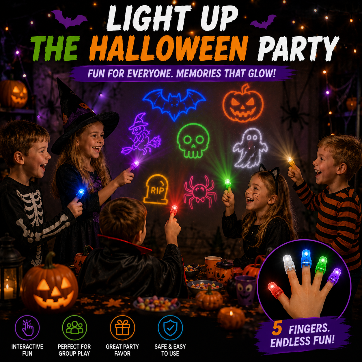 🎃Halloween Projection Finger Lights-Halloween Magic at Your Fingertip