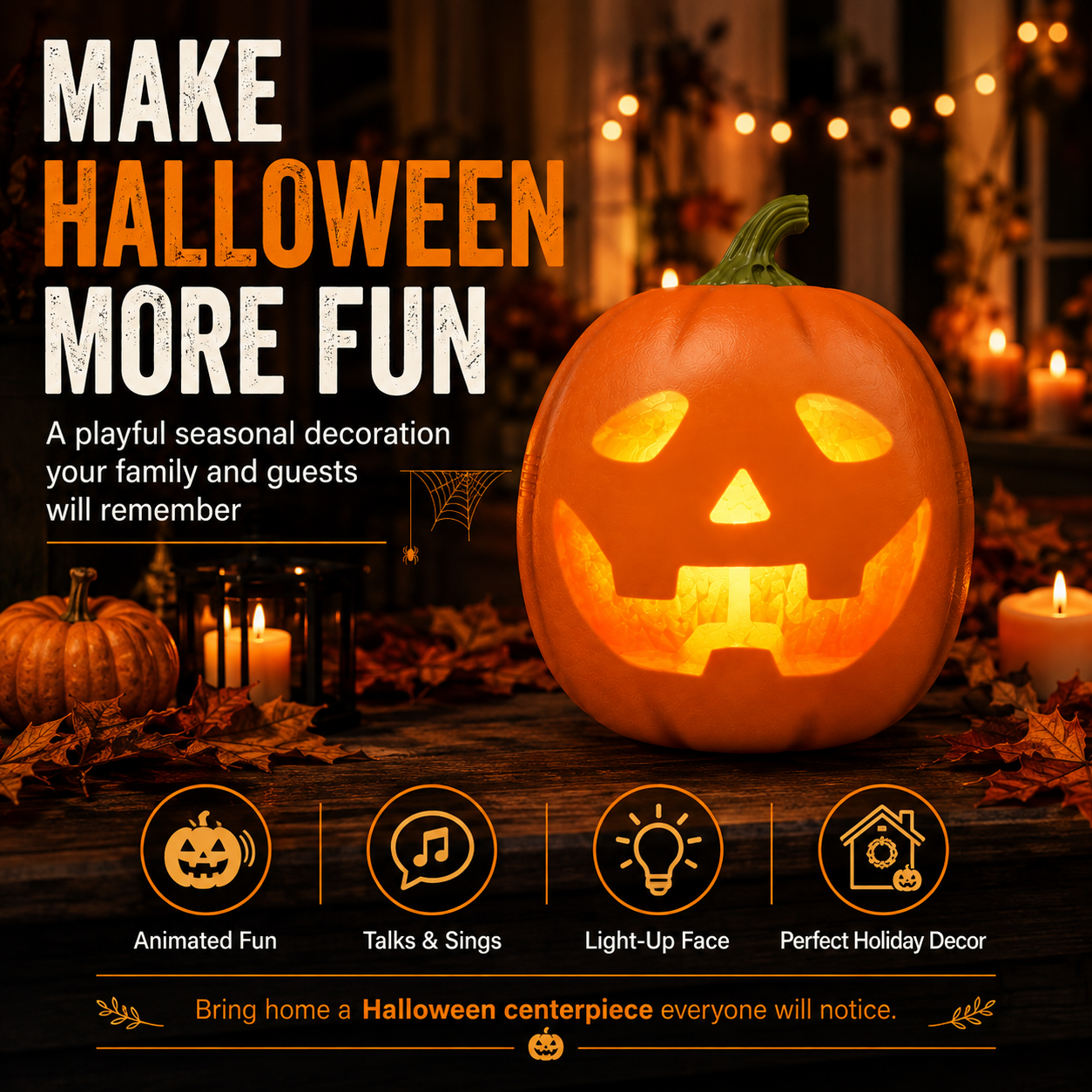 Animated Talking Halloween Pumpkin-Get One That Talks, Sings & Glows