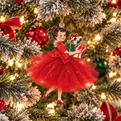 🎀 5 Vintage Christmas Lady Ornaments – Retro Faces, Tulle Skirts & Holiday Charm