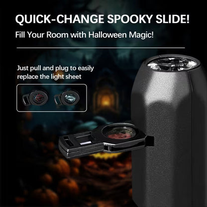Halloween LED Projection Light | 360° Rotatable USB Horror Atmosphere Lamp