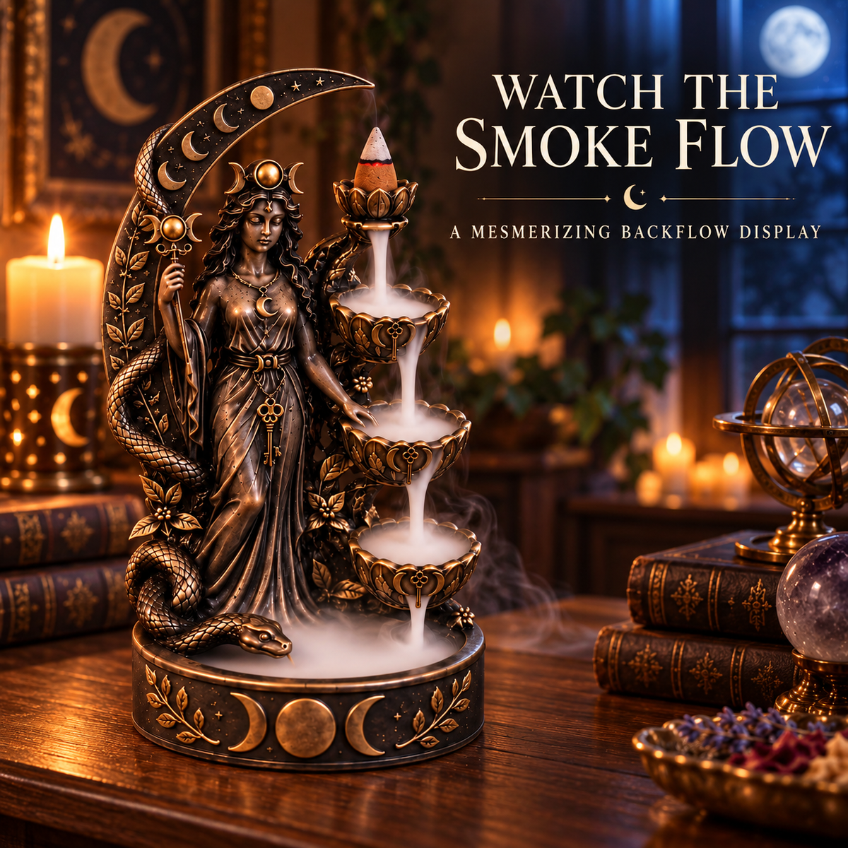 ☁️ Backflow Incense Burner – Cascading Smoke Sculptural Décor