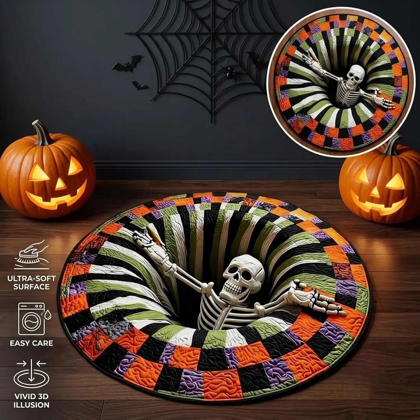 🔥3D Skeleton Vortex Halloween Rug