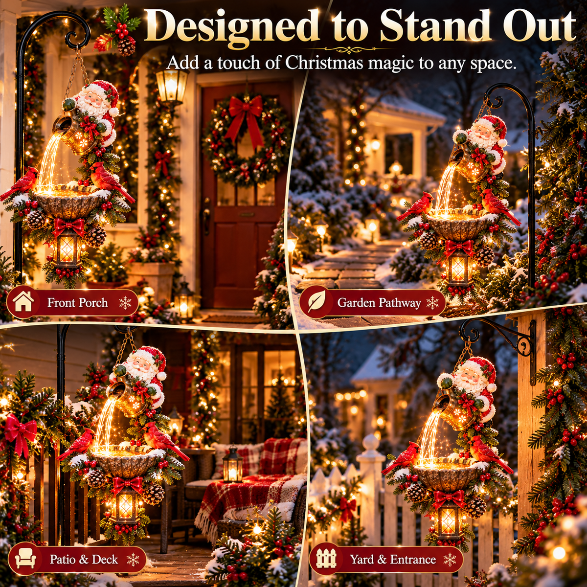 🎄 Santa’s Magical Light Pour – Solar Christmas Garden Hanging Light