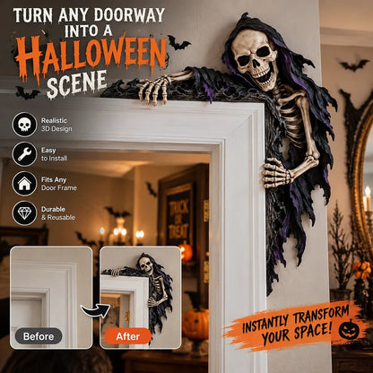 💀 Meet Your New Roommate: No Rent, No Chores, Just Hanging Around Your Doorway – Grim Reaper Corner Decor