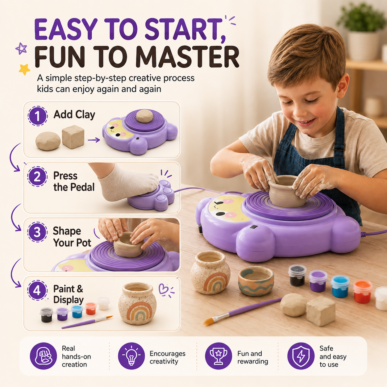 🏺Kids Electric Pottery Wheel Kit