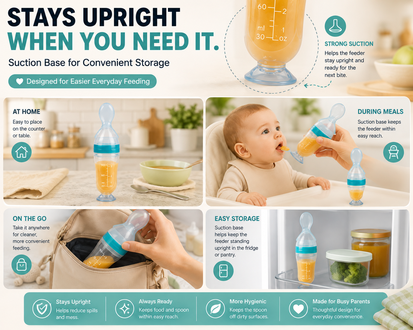 👶 Baby Food Squeeze Feeder – Mess-Free Feeding Spoon & Portable Baby Food Dispenser for Easy Mealtime