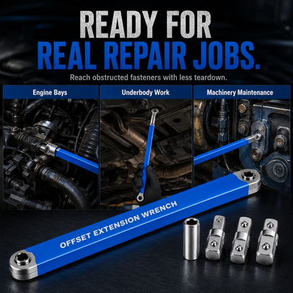🔧 5-Piece 3/8" Offset Extension Wrench Set – Tight-Space Ratchet Access Tool