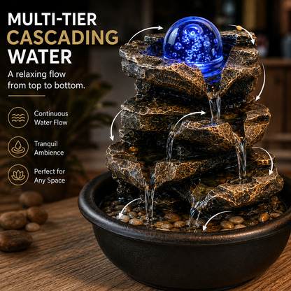💧Tabletop Water Fountain-Flowing Water & Mesmerizing Ambience in Your Space