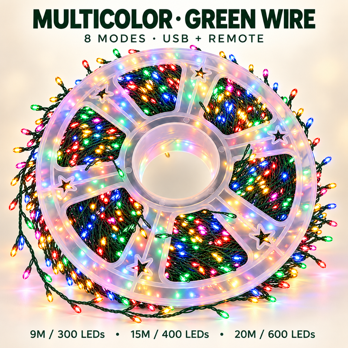 ✨ Fill Every Branch with Light — USB Cluster Christmas Lights with Remote | 8 Modes, 300–600 LEDs