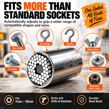 ⚙️ 2-Piece Self-Adjusting Universal Socket Set – For Nuts, Bolts, Hooks & Everyday Fixes