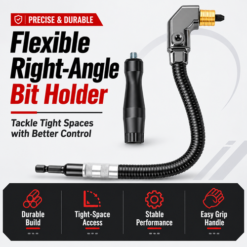 90-Degree Right Angle Drill Attachment, Swivel Corner Drill Adapter Tool for Confined Spaces, Heavy-Duty Electric Drill Extension for Furniture, Closets, and Woodworking