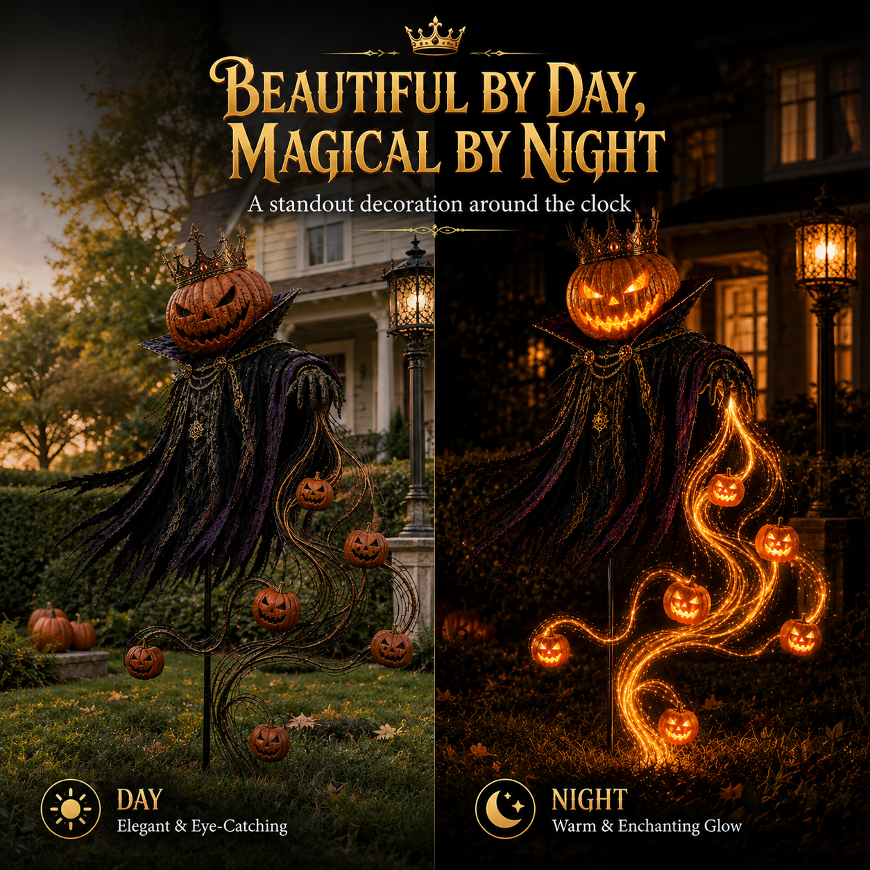 🎃 Solar Pumpkin King Garden Stake – Fiber Optic Halloween Yard Light