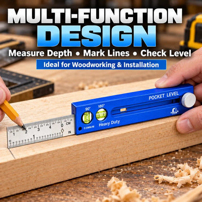 📏Multifunction Measuring Gauge & Level — Measure, Align & Mark with Precision!