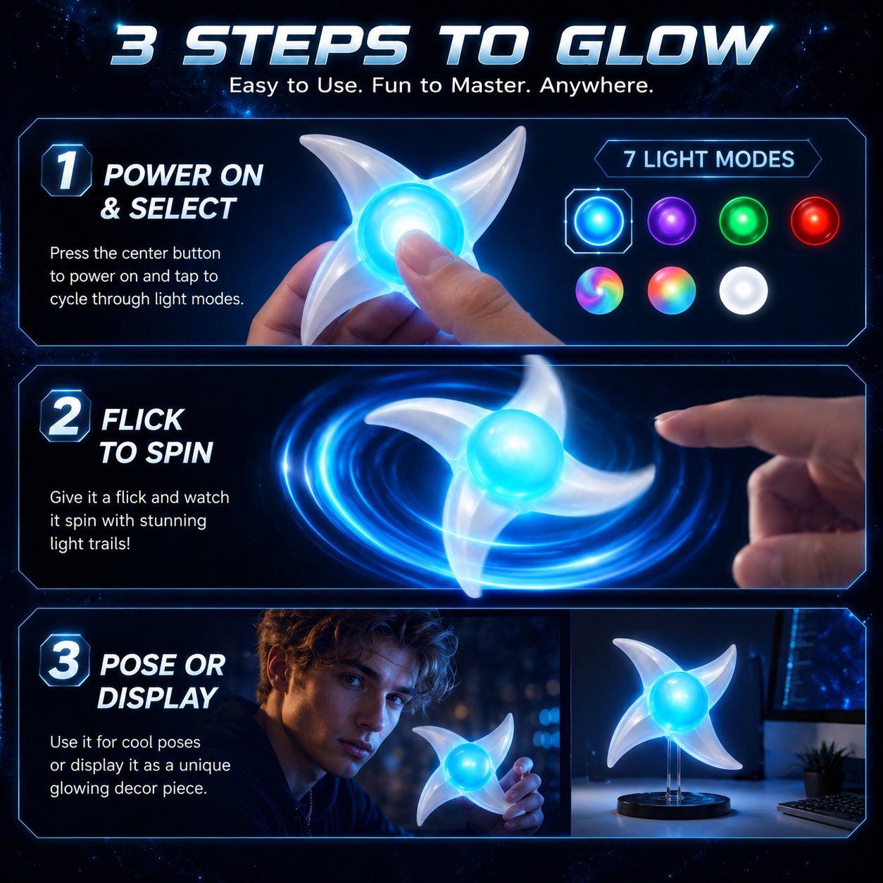 Three steps to use Whirlwind Light Blade