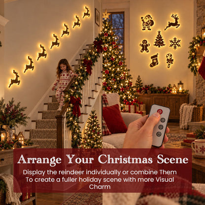 🦌✨Santa & 6 Reindeer LED Wall Décor – Peel, Press & Glow