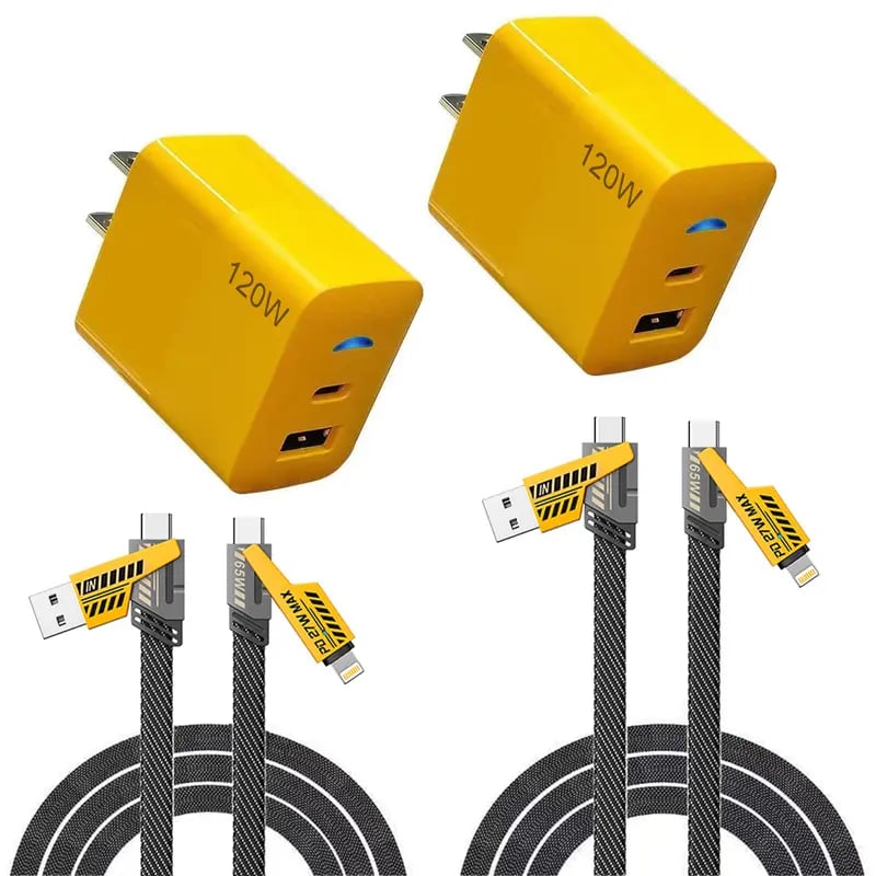 ⚡ Dual-Pack Fast Charging Adapter – USB-C & USB-A Multi-Port Charge