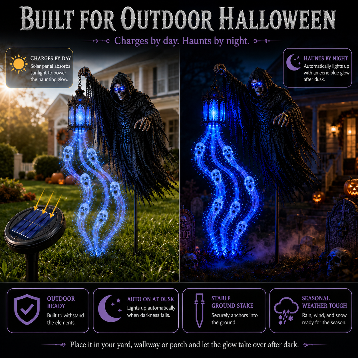 💀 Halloween Soul Harvester Animated Solar Garden Light
