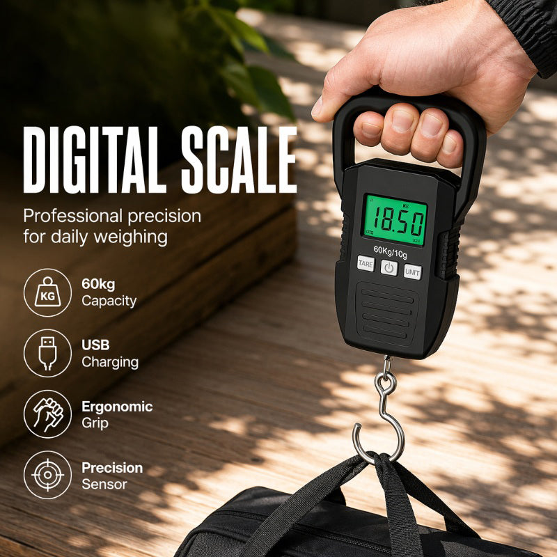 50kg Digital Luggage Scale – Rechargeable Travel Weight Checker ✈️