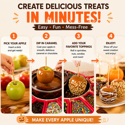 🍎 Caramel Apple Party Kit | Rotating DIY Dessert Station for Fun Family Treat Making